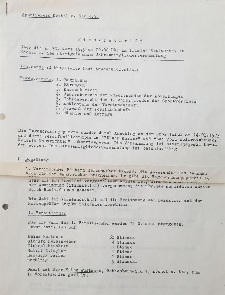 1979 - Jahreshauptversammlung - Wahl von Karl-Heinz Wustmann