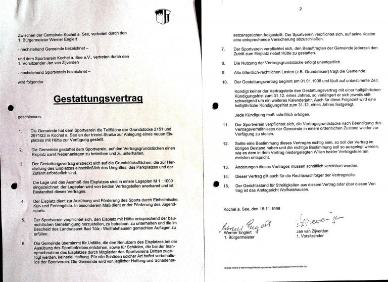 1998 - Gestattungsvertrag für die Fläche an der trimini-Straße - 1