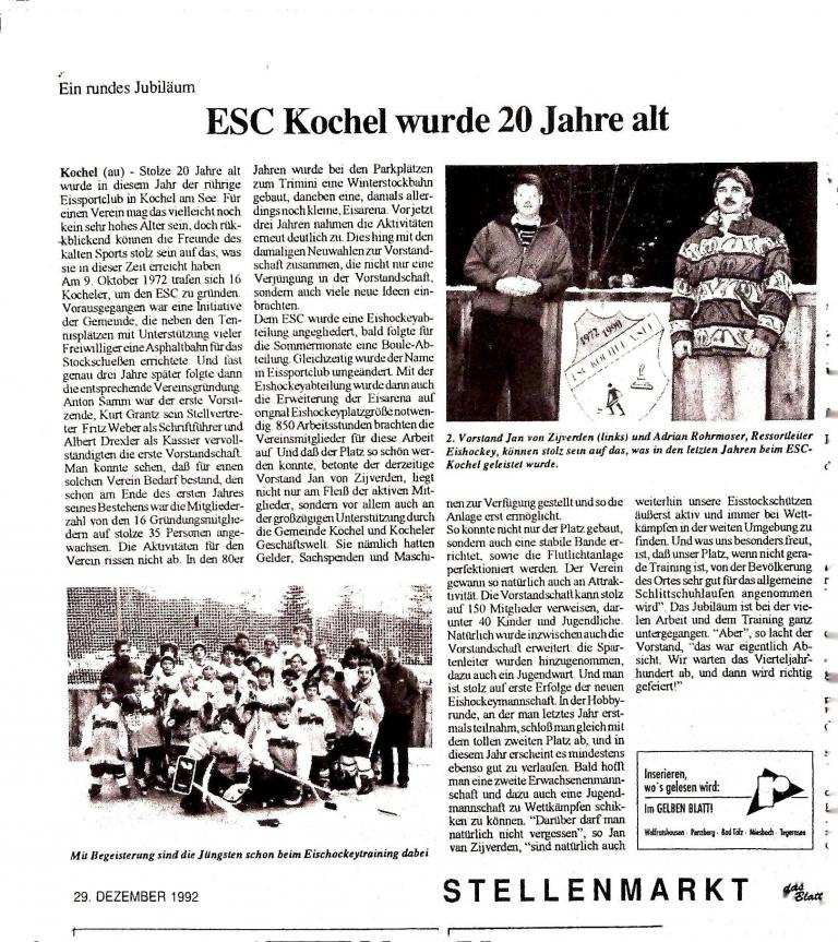 1992 - 20 Jahre ESC Kochel