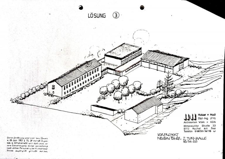 1985 - Bauplan zweite Turnhalle - 3. Alternative