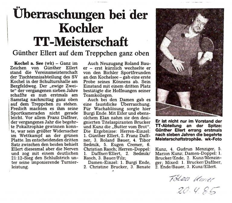 1985 - Vereinsmeisterschaft